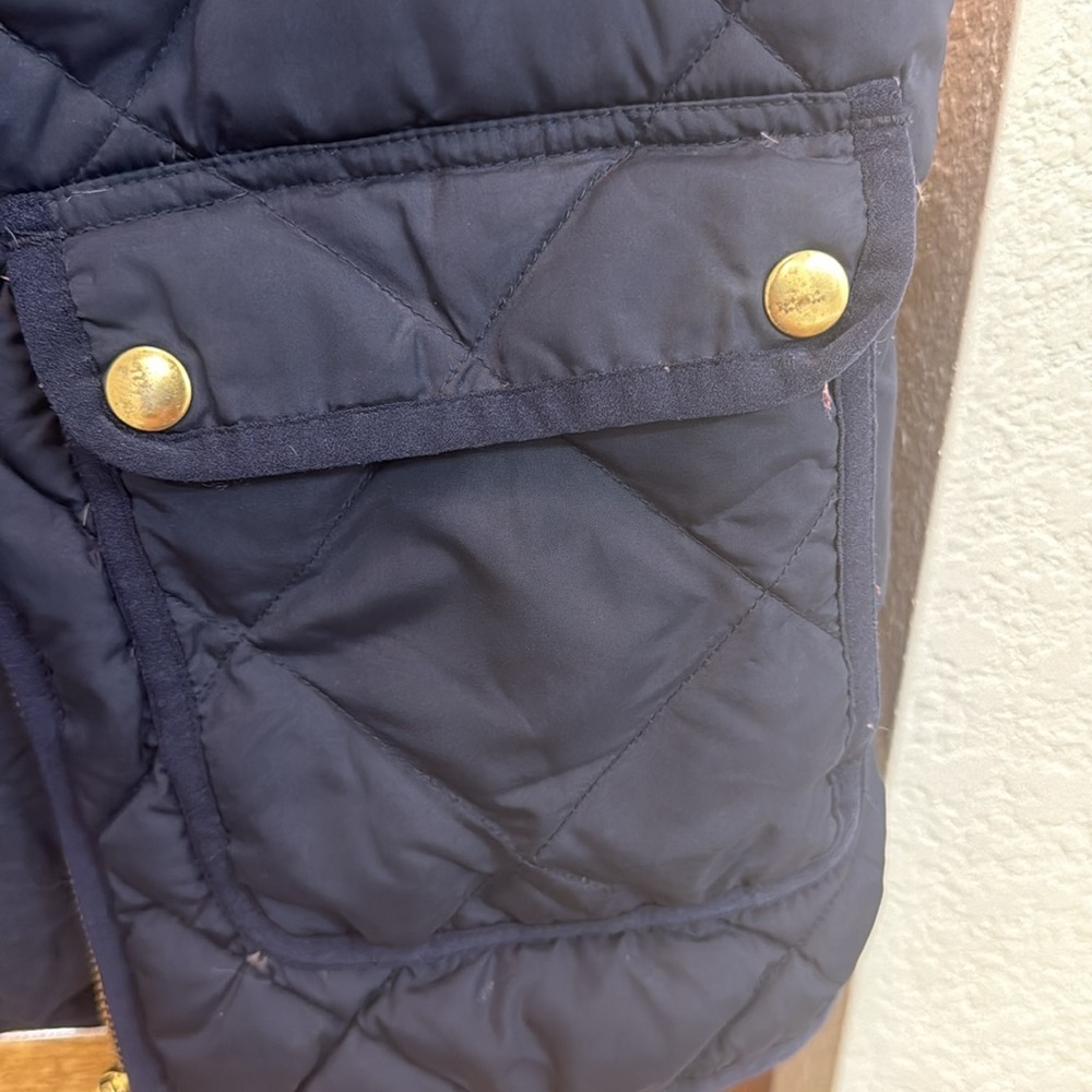 J. Crew Women’s Navy Quilted Zip Up Vest with Two ButtonFront Pockets Size Small - Picture 2 of 7